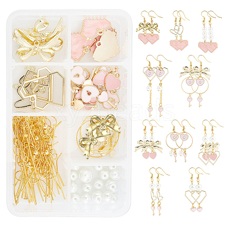 SUNNYCLUE Pink Heart Charm Earrings DIY Making Kits DIY-SC0017-86-1