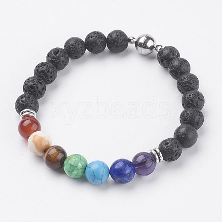 Natural Lava Rock Beads Stretch Bracelets BJEW-I241-13A-1