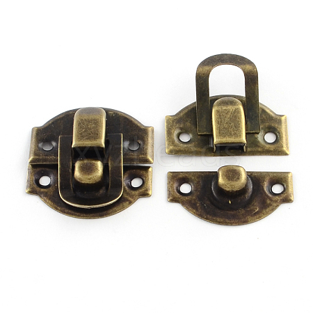 Wooden Box Lock Catch Clasps IFIN-R203-47AB-1