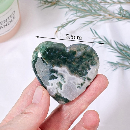 Natural Moss Agate Healing Heart Figurines PW-WG85358-01-1