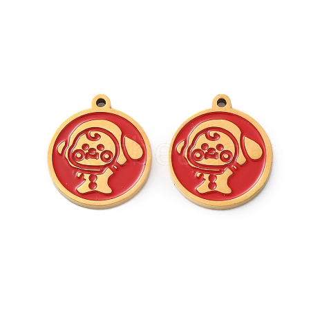 Ion Plating(IP) 304 Stainless Steel Red Enamel Charms STAS-M102-62G-1