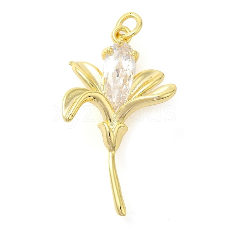 Rack Plating Brass Cubic Zirconia Pendants KK-S396-33G-1