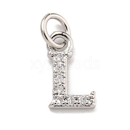 Initial Letter Brass with Cubic Zirconia Charms KK-Q814-26L-P-1