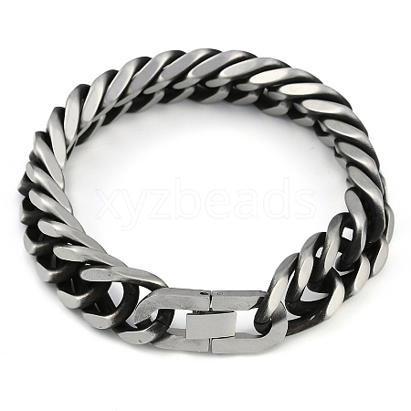 304 Stainless Steel Cuban Link Chain Bracelets for Men BJEW-B102-11AS-1