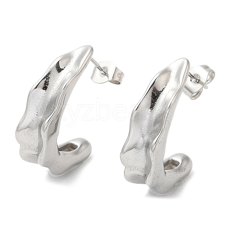 Non-Tarnish 304 Stainless Steel Twist Bean Pod Stud Earrings EJEW-B026-13P-1