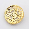 Filigree Flat Round Brass Micro Pave Cubic Zirconia Cabochons ZIRC-P005-03G-NR-2