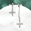 Christian Upside Down Cross 201 Stainless Steel Dangle Stud Earrings EJEW-P314-01C-P-1