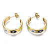 Brass Enamel Half Hoop Earrings EJEW-T014-47G-NF-3