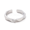 Clear Cubic Zirconia Open Cuff Ring RJEW-E072-20P-2
