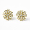 Clear Cubic Zironia Flower Stud Earrings EJEW-F294-07G-2