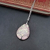 Teardrop with Tree Resin Pendant Necklace PW-WG20561-02-1