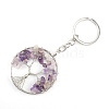 Wire Wrapped Natural Amethyst Chip Pendant Keychains FIND-PW0017-02F-1