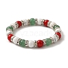 Christmas Theme Gemstone Round Beaded Stretch Bracelets for Women BJEW-TA00538-1