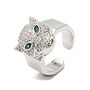 Leopard Cubic Zirconia Open Cuff Ring RJEW-F146-02P-1