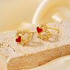 Exquisite Hollow Heart Brass Stud Earrings QC9695-2-1