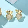 Brass Micro Pave Clear Cubic Zirconia Stud Earrings for Women EJEW-U034-01G-01-2