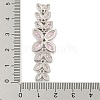 Brass Pave Pink Cubic Zirconia Flower with Leaf Links Connector Charms KK-P277-52P-02-3