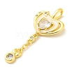 Heart Real 18K Gold Plated Rack Plating Brass Micro Pave Cubic Zirconia Pendants KK-S396-09B-2