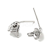Rhodium Plated Dog 925 Sterling Silver with Cubic Zirconia Stud Earring Findings STER-Q192-13P-2