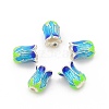 5-Petal Rack Plating Brass Enamel Bead Cap KK-P024-13S-2