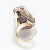 Adjustable Druzy Crystal Finger Rings RJEW-L082-01G-4