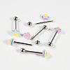 304 Stainless Steel & Resin Colorful Star Straight Barbell 15 Gauge Piercing Tongue Rings for Women Men WGB9B34-01-4