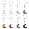 8Pcs 8 Styles Moon Gemstone Keychains KEYC-FH00002-1