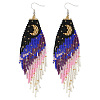 Elegant Handmade Glass Seed Beads Moon Dangle Earrings WJ0050-2-3