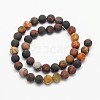 Frosted Round Natural Picture Jasper Beads Strands G-N0166-48-8mm-3