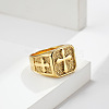 Square with Cross Pattern 304 Stainless Steel Finger Rings for Men FS-WGAC6B1-08-1