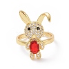 Cubic Zirconia Rabbit Adjustable Ring RJEW-P032-06G-2