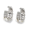 Brass Cuff Earrings with ABS Imitation Pearl Beaded EJEW-D088-16P-1