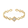 304 Stainless Steel Enamel Hollow Rhombus Open Cuff Bangles for Women BJEW-M316-07G-01-2