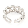 Curb Chains Shape Brass Open Cuff Rings with Cubic Zirconia RJEW-Q781-04P-3