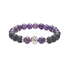 Natural Lava Rock & Mixed Gemstone & Alloy Rose Beaded Stretch Bracelets BJEW-JB09401-2