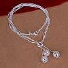 Popular Silver Color Plated Brass 3-strand Snake Chain Necklaces NJEW-BB12826-1