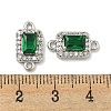 Brass Pave Clear & Green Cubic Zirconia Connector Charms KK-P275-45P-3