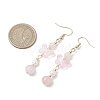 Natural Rose Quartz Butterfly Dangle Earrings EJEW-JE06317-01-3