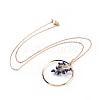 Natural Lapis Lazuli & Sapphire Pendant Necklaces NJEW-JN02488-02-1