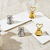 CHGCRAFT 8Pcs 2 Styles Heart/Bowknot & Bell Alloy Memo Clip AJEW-CA0001-94-4