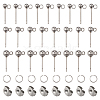  90Pcs 3 Size 202 Stainless Steel Ball Stud Earring Findings STAS-TA0002-22-2