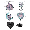 4Pcs 4 Style Heart & Flower & Moon & Wine Glass Enamel Pin JEWB-FS0001-04-2