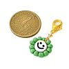 Flat Round with Smiling Face Glass Seed Pendant Decorations HJEW-MZ00093-4