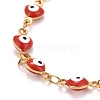 Enamel Heart with Evil Eye Link Chains Bracelet BJEW-P271-06G-3