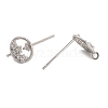 Rhodium Plated 925 Sterling Silver Ear Stud Findings STER-F058-01P-02-2