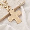 Alloy Textured Cross Pendant Ring Link Chain Necklaces for Women NJEW-B120-03-3