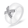 Cross Brass Micro Pave Clear Cubic Zirconia with Porcelain Finger Rings FS-WG0A171-04-1