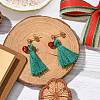 Christmas Tree Tassel Dangle Earrings EJEW-JE06105-2