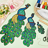 3Pcs 3 Styles Peacock PVC Sequin Iron on Cloth Patches PATC-FG0001-94-5