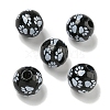 Printed Wood European Beads WOOD-G022-09D-1